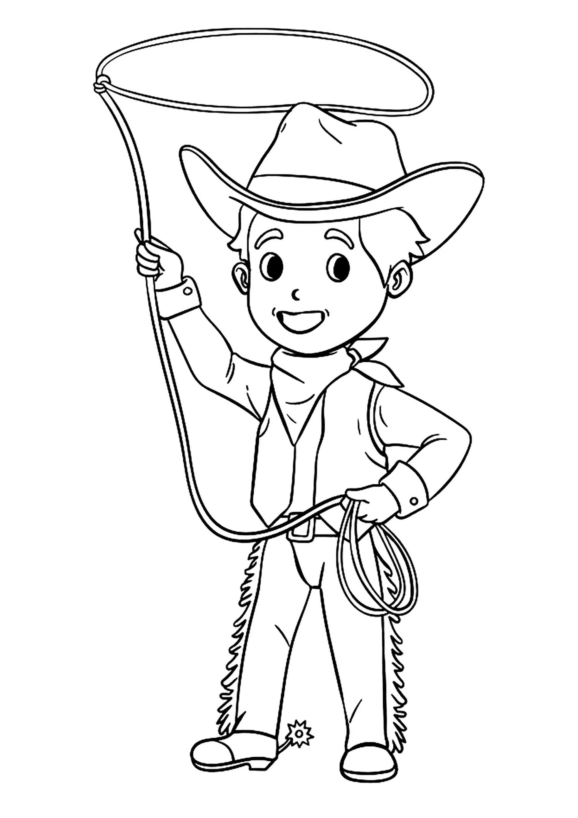 Petit cowboy en tenue (Coloriage de Cow-boys à imprimer pour enfants)