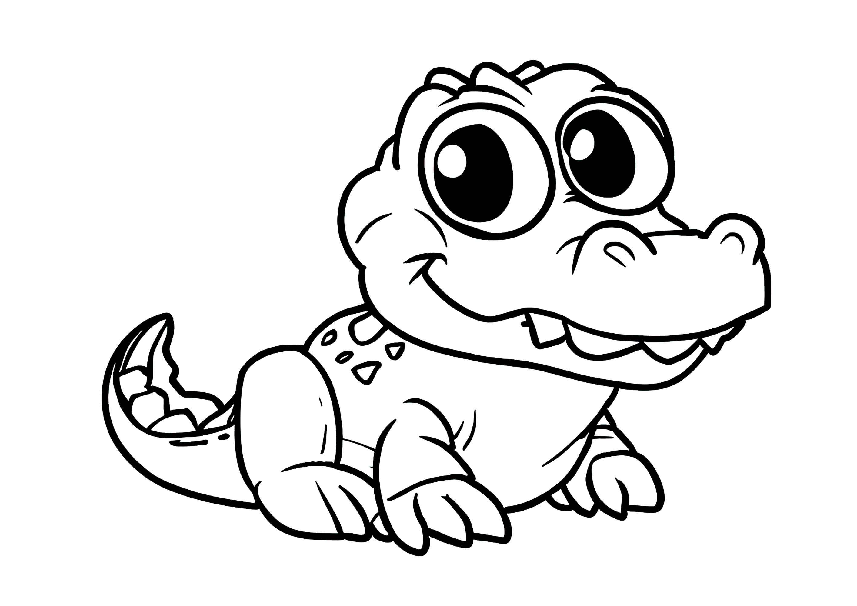Crocodile aux gros yeux - Coloriages de Crocodiles à imprimer