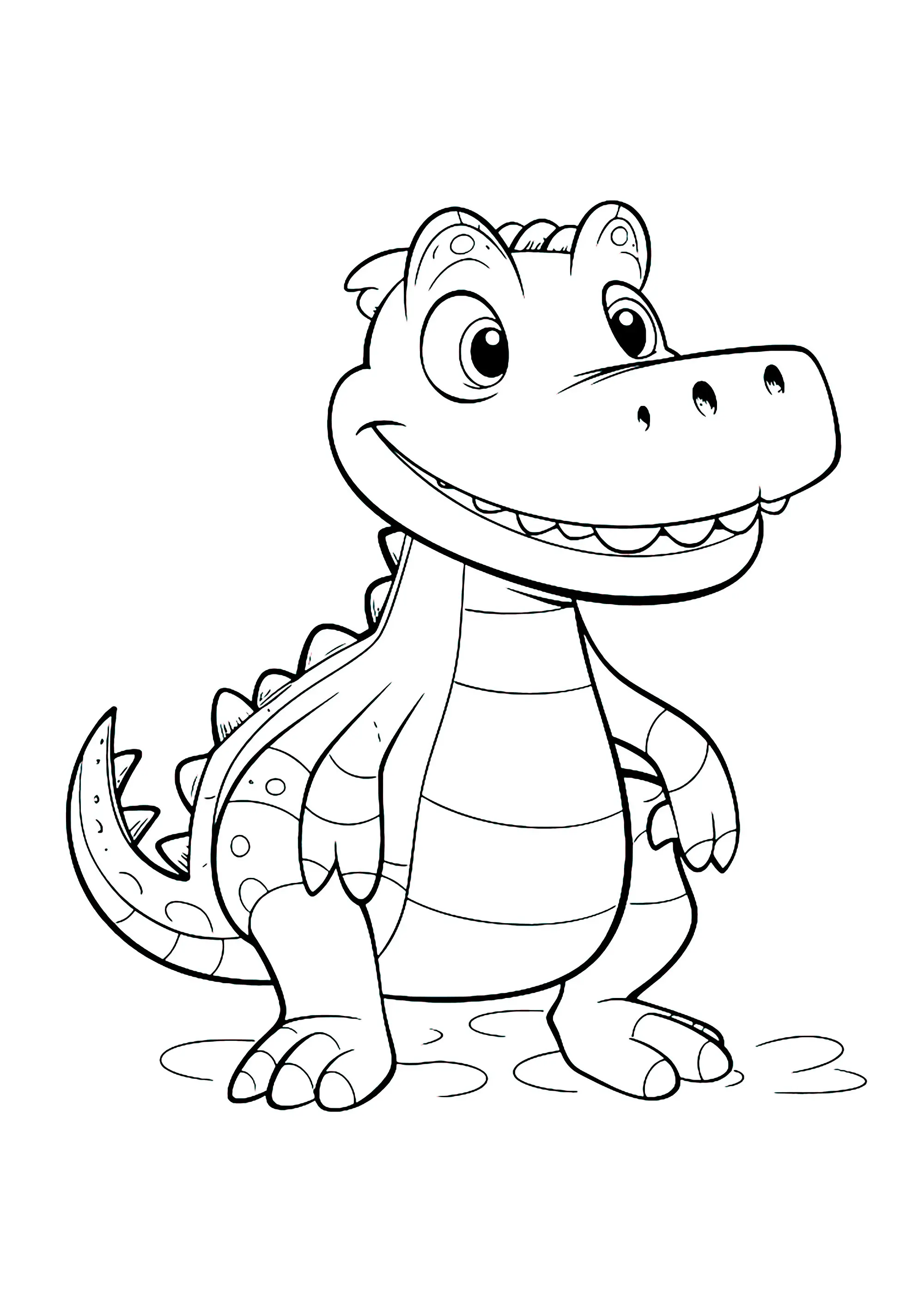 Crocodile souriant (Coloriage à imprimer pour enfants)