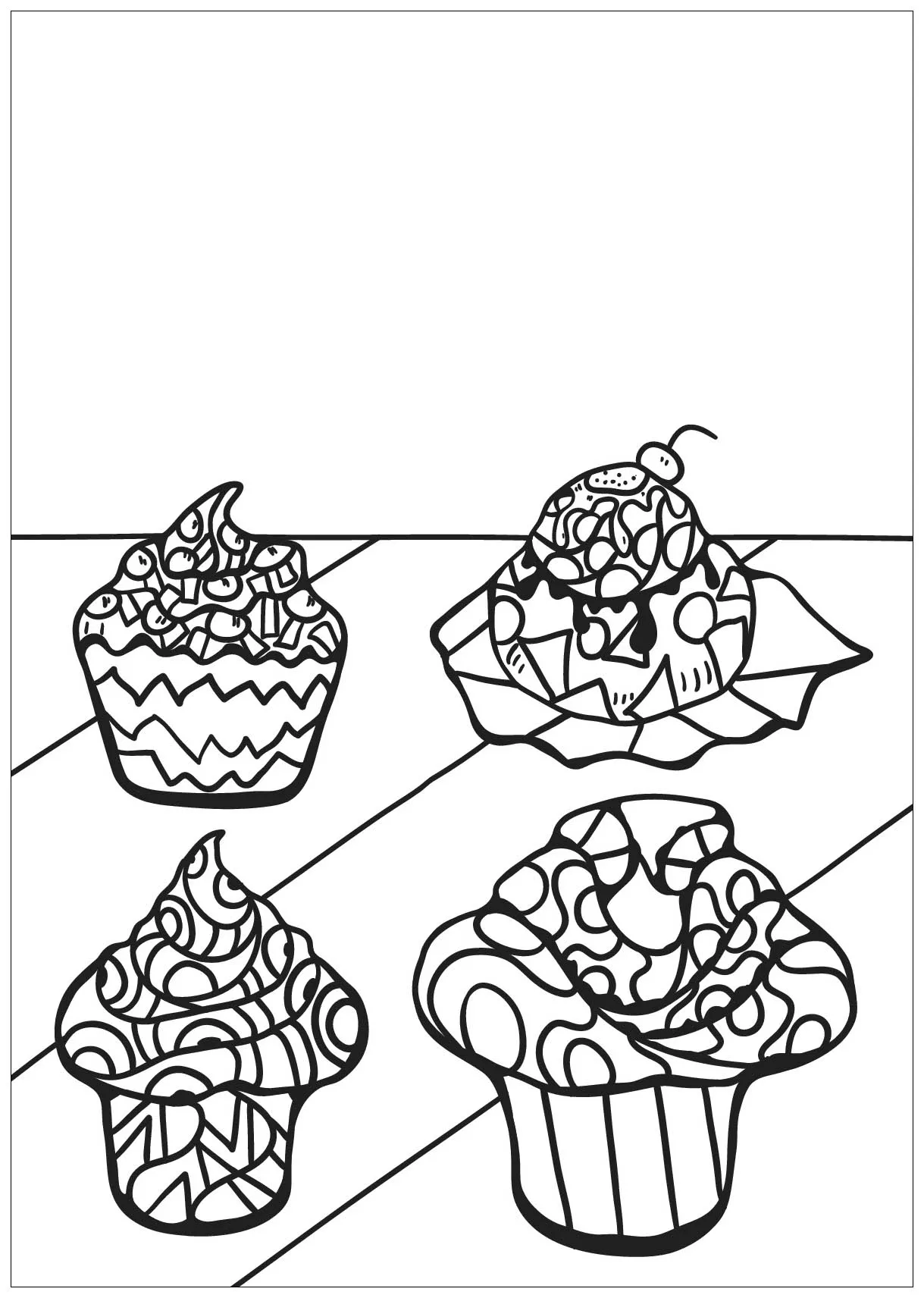Cupcake - 8 (Coloriage de Cupcakes et gateaux à imprimer pour enfants)
