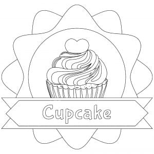 Cupcake et texte (Coloriage de Cupcakes et gateaux)
