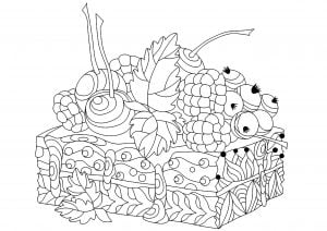 Une part de gâteau fruité (Coloriage de Cupcakes et gateaux)