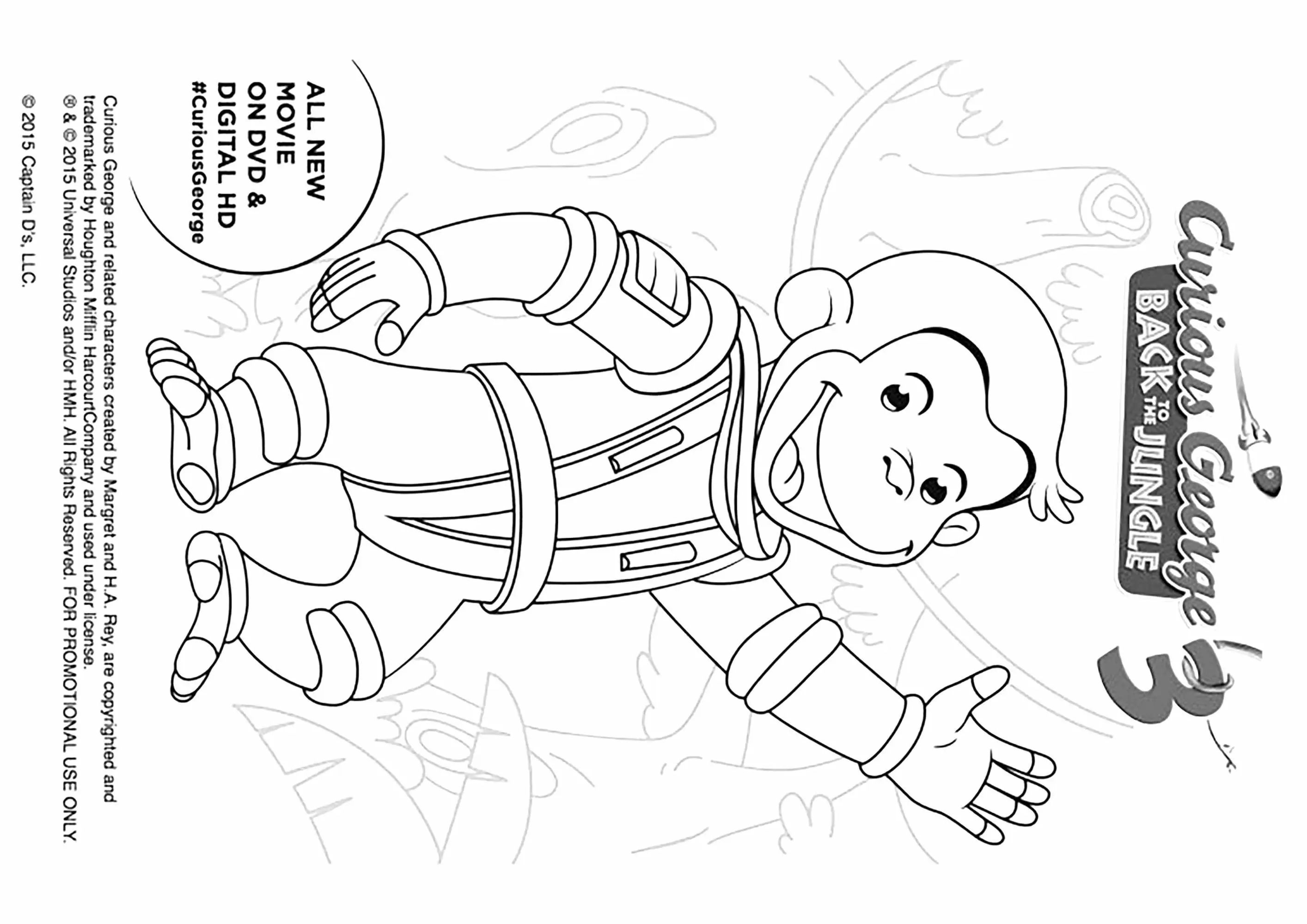 George le petit curieux - 3 (Coloriage de Georges le petit curieux à imprimer pour enfants)