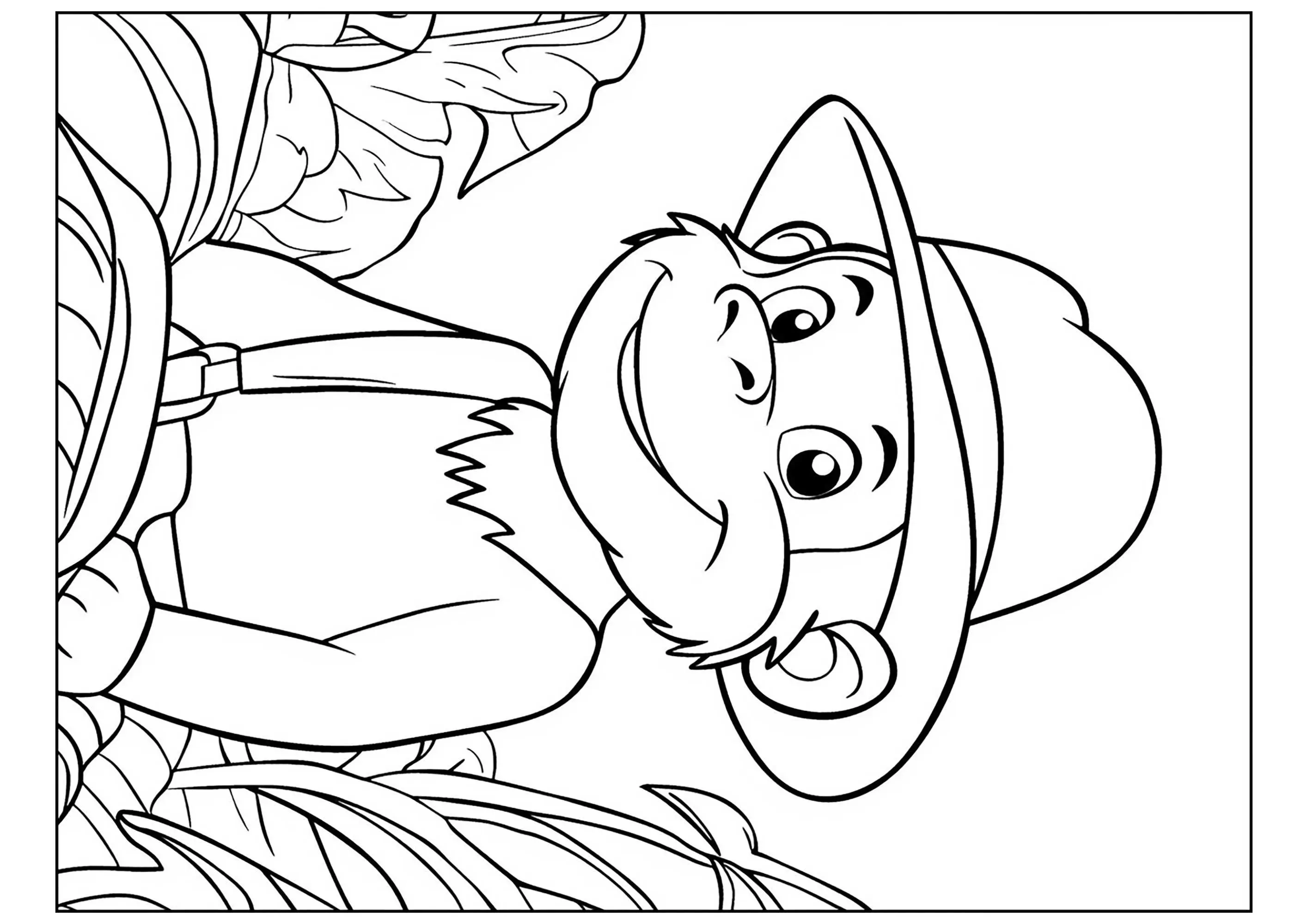 George en tenue d'aventurier (Coloriage de Georges le petit curieux à imprimer pour enfants)
