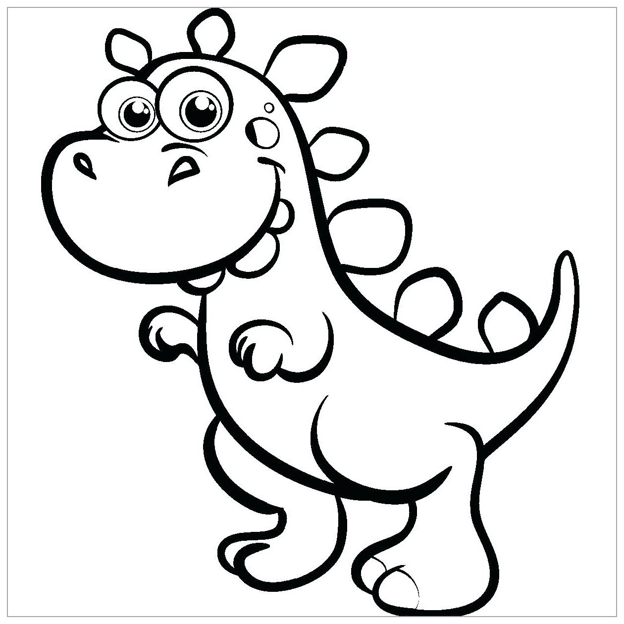 Coloriage d'un petit dinosaure aux grands yeux