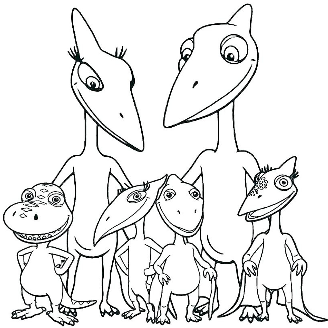 Coloriage d'une famille de Velociraptors