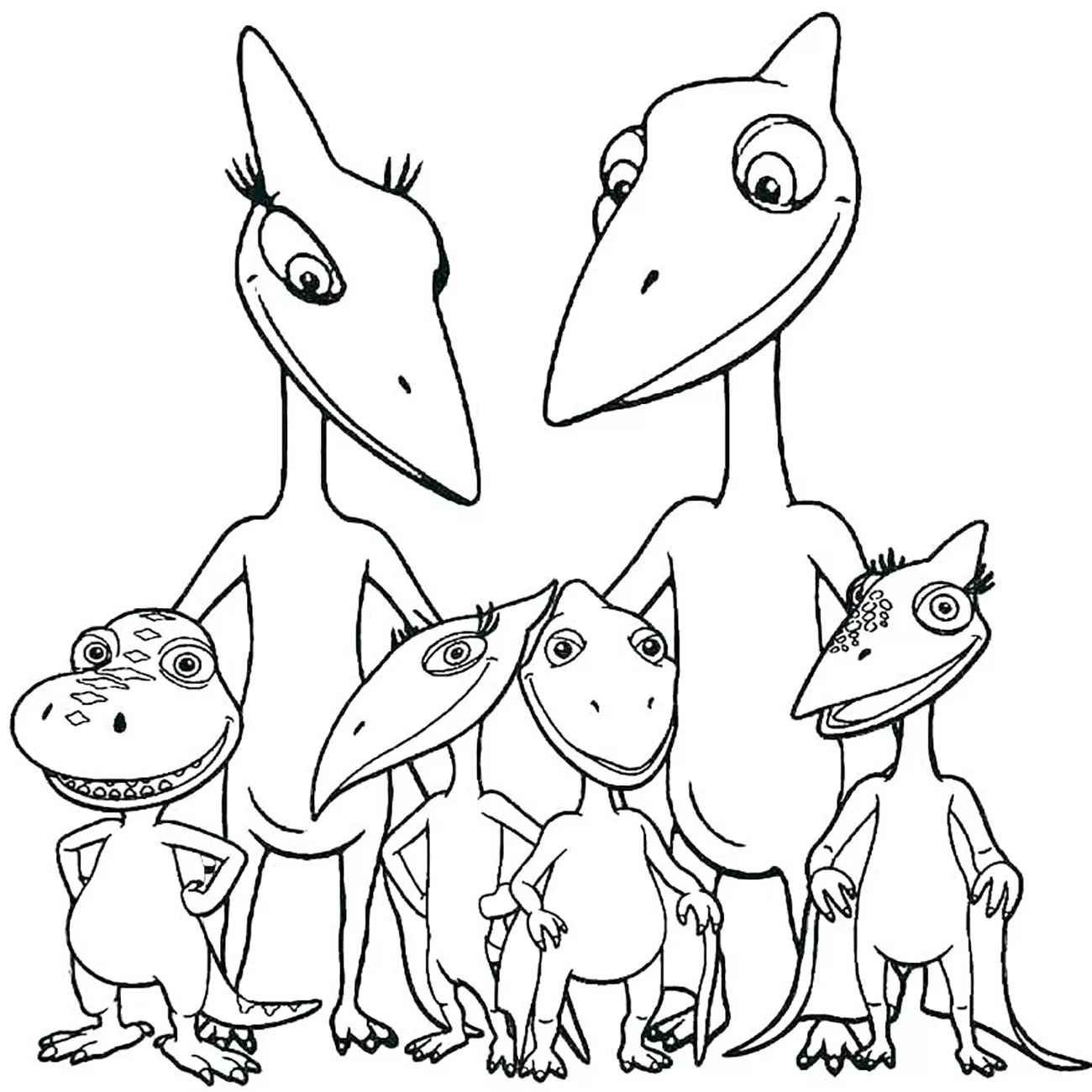 Famille Velociraptor (Coloriage de Dinosaures à imprimer pour enfants)