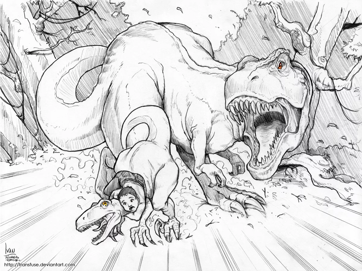 Coloriage T Rex furax ! (Dinosaures)