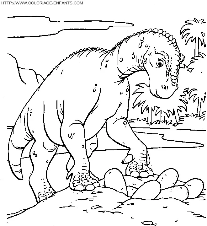 Coloriage nid de Dinos (Dinosaures)