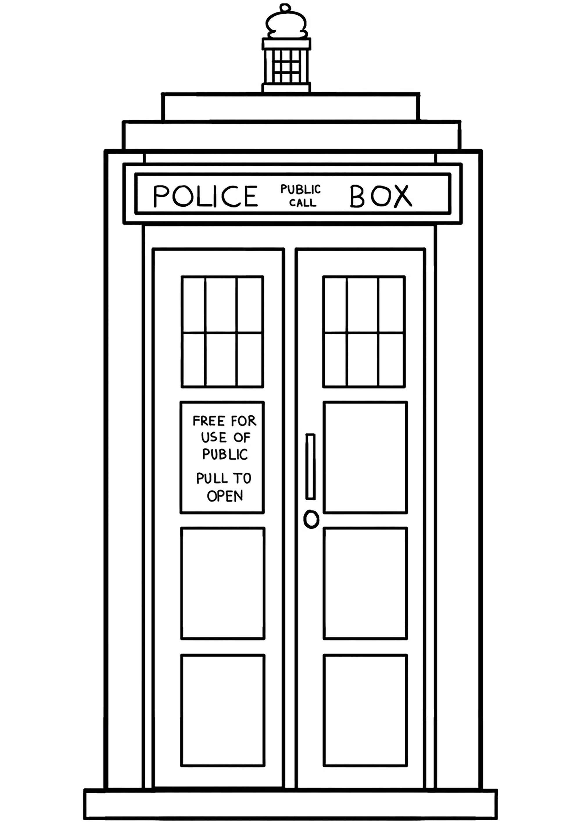 Coloriage simple TARDIS (Doctor Who)