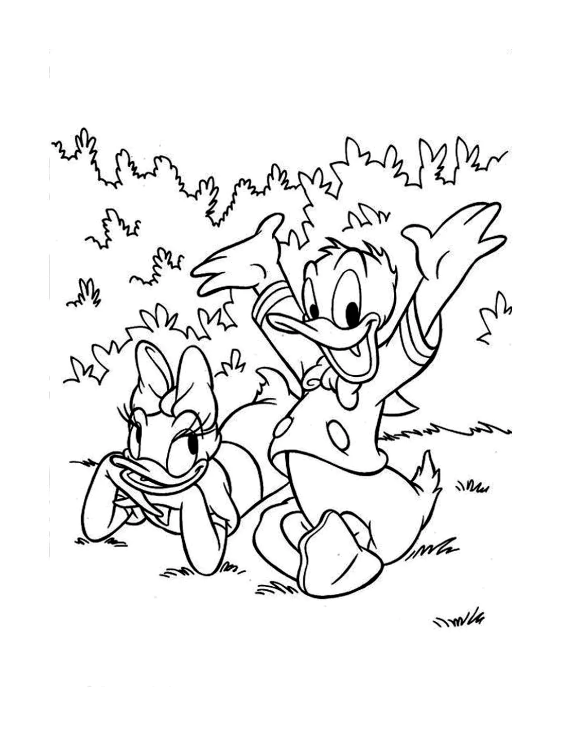 Donald avec Daisy (Coloriage à imprimer pour enfants)