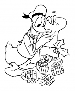 Coloriage donald cadeaux