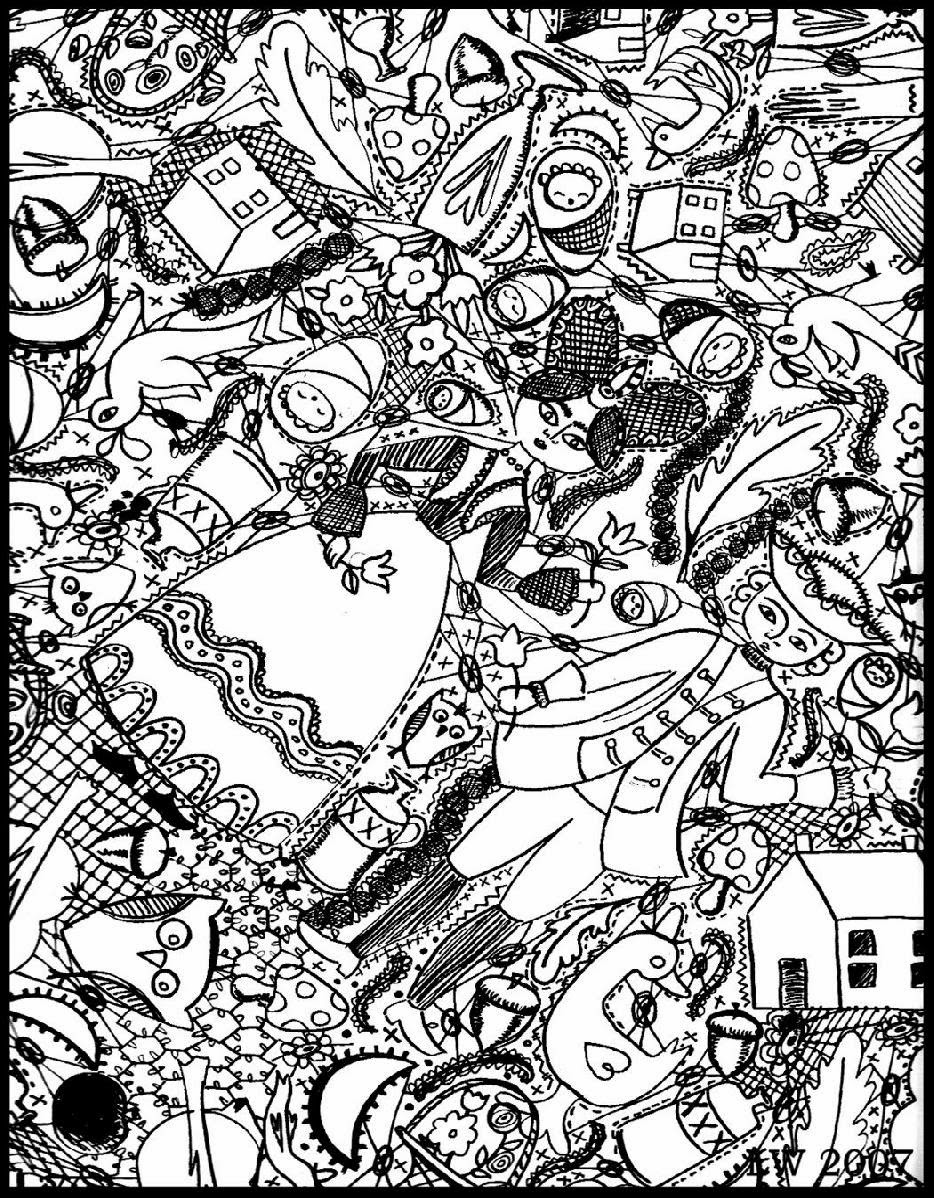 Gribouillage doodle art - 7 - Coloriages de Doodle Art à imprimer pour  enfants, image size:934x1198