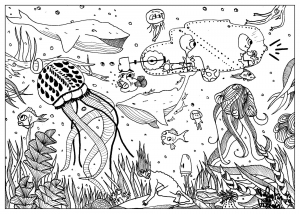 Coloriage doodle aquatique par valentin