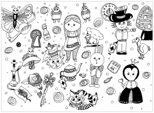 Coloriage doodle personnages par azyrielle