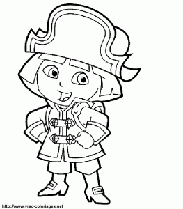 Dora déguisée en pirate (Coloriage de Dora l'exploratrice)