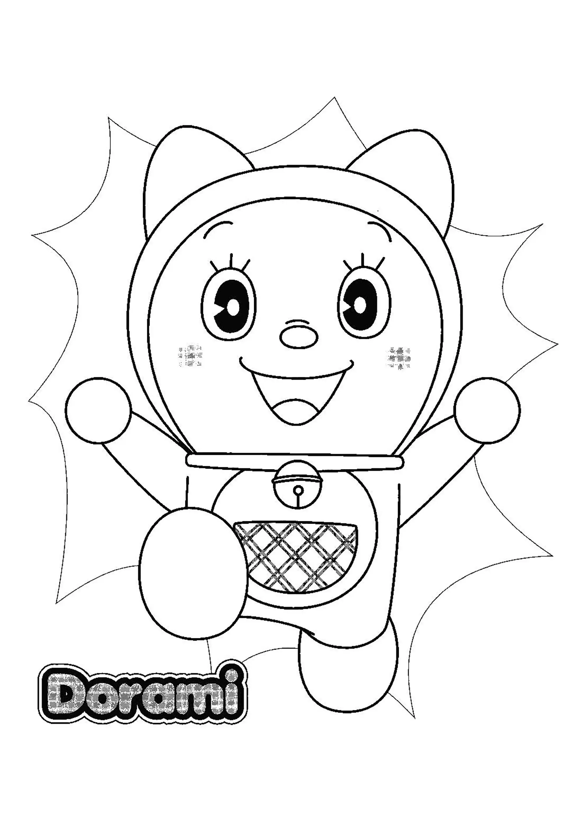Doraemon très content (Coloriage à imprimer pour enfants)