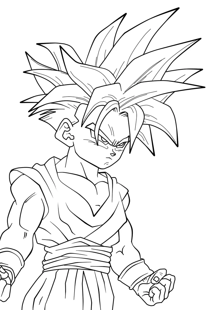 Son Gohan Super Saiyajin (Coloriage de Dragon Ball à imprimer pour enfants)