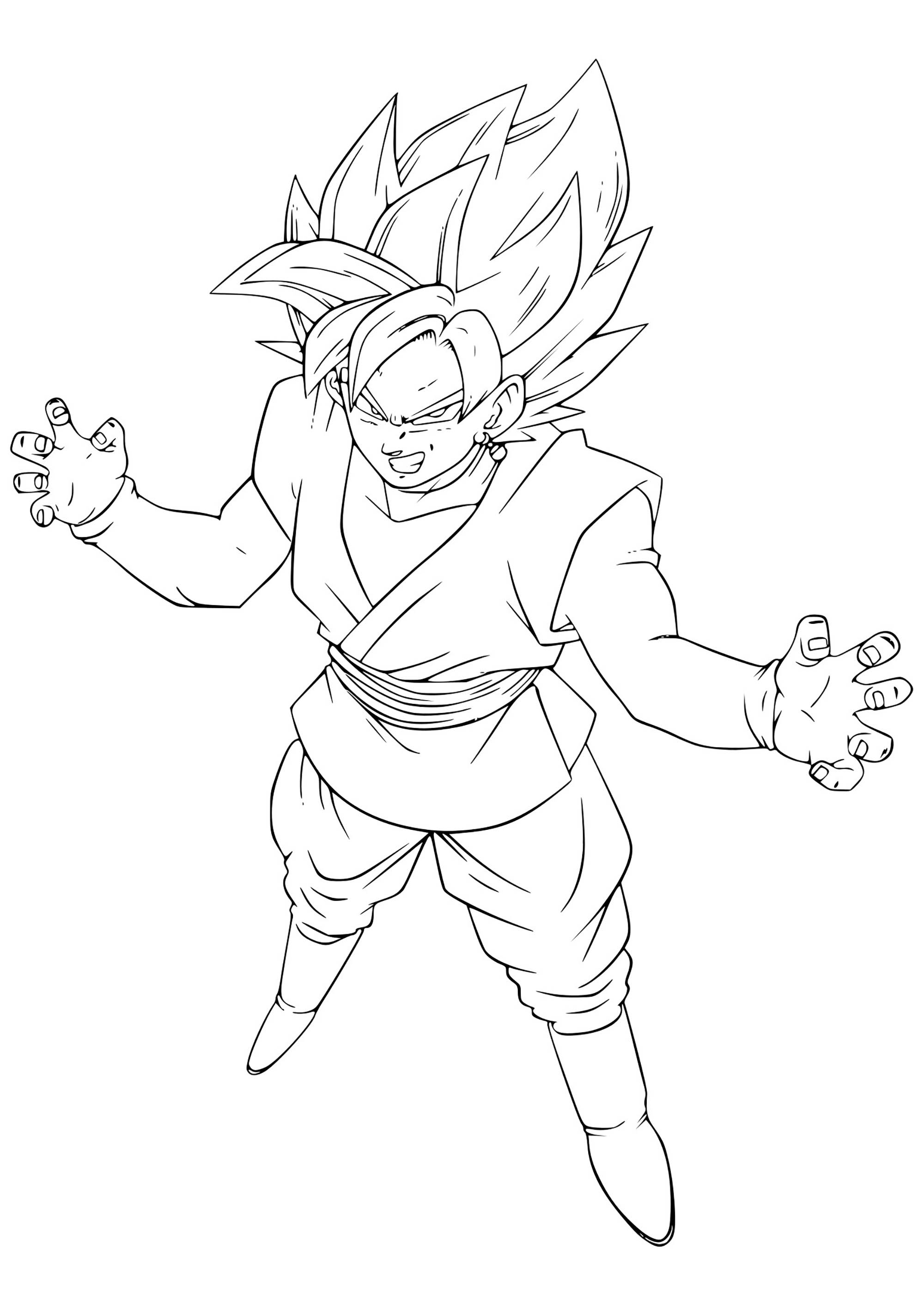 Dragon Ball Super coloring page with few details for kids : Black Pink Goku