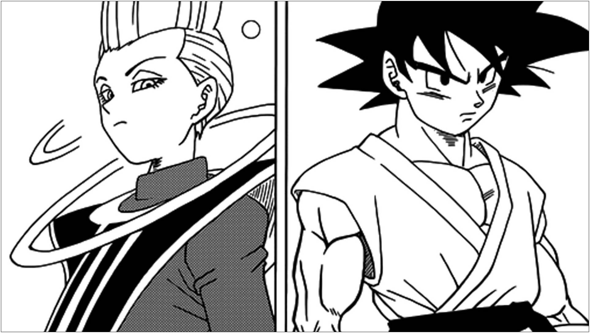 Dragon Ball Super coloring page with few details for kids : Whis and Songoku