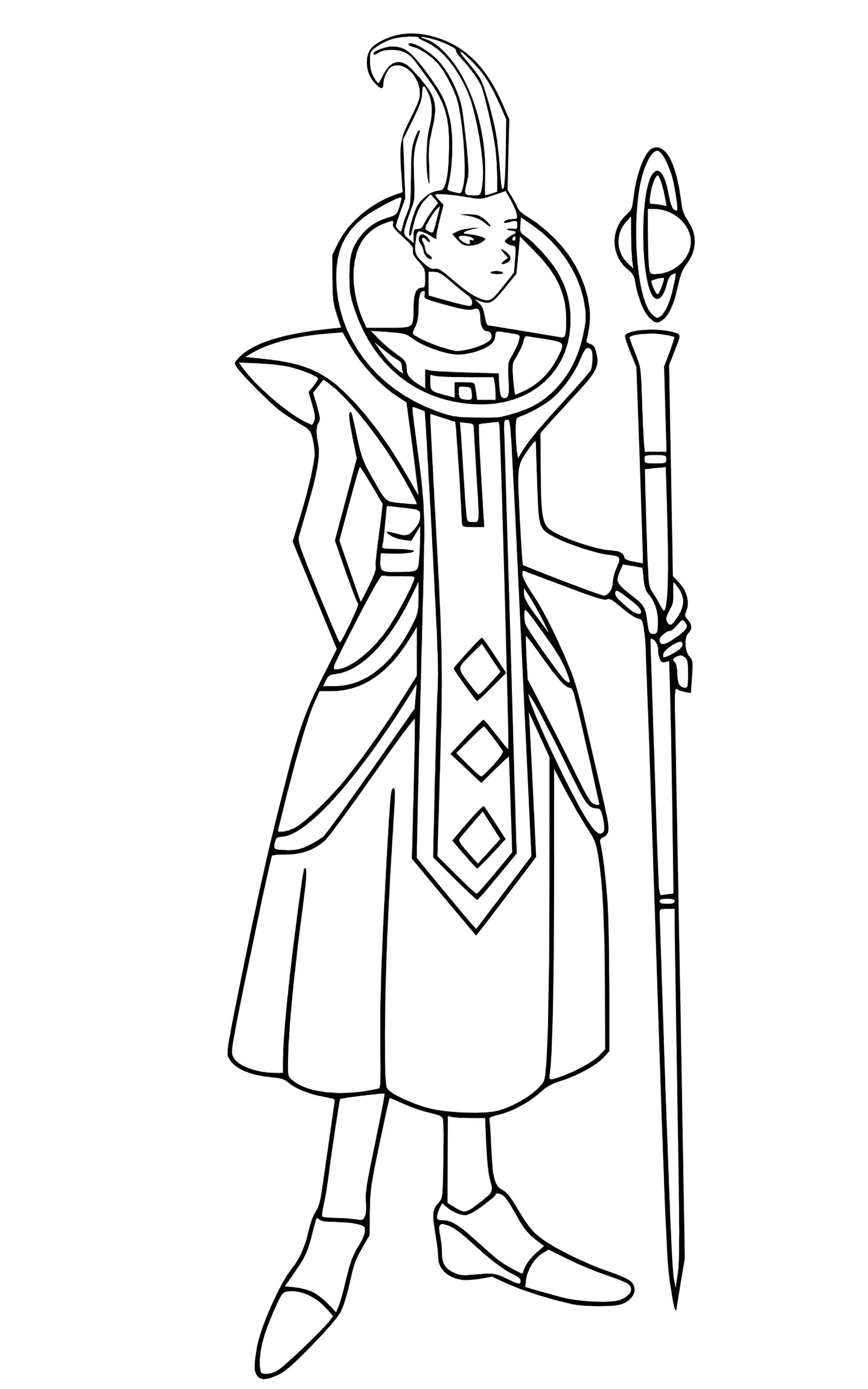 Dragon Ball Super coloring page with few details for kids : Whis