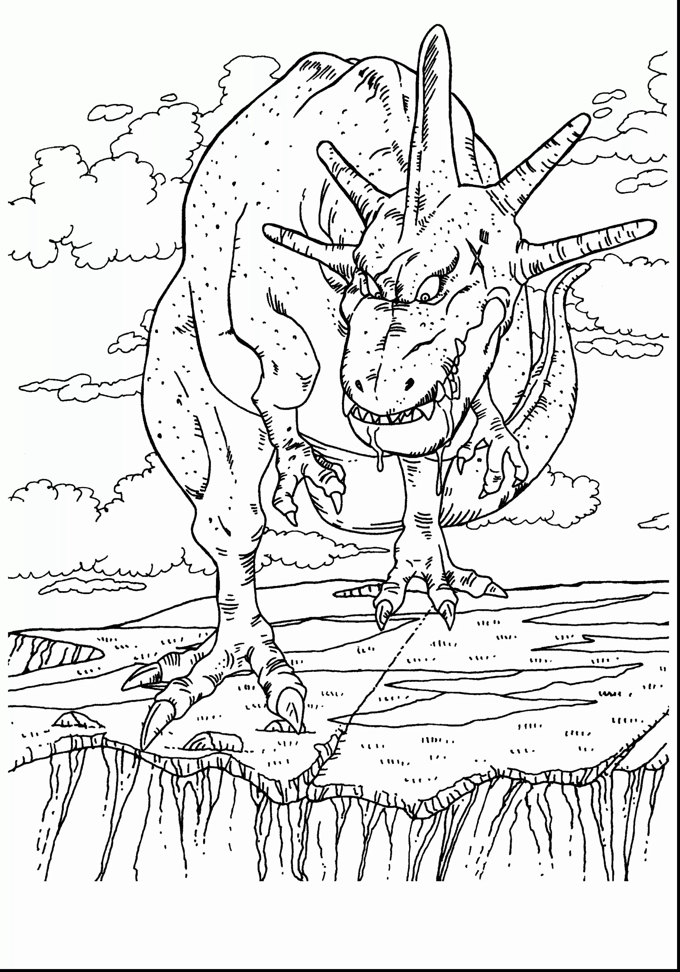 Facile dragon ball 9 dragon dinosaure du generique (Coloriage à imprimer pour enfants)