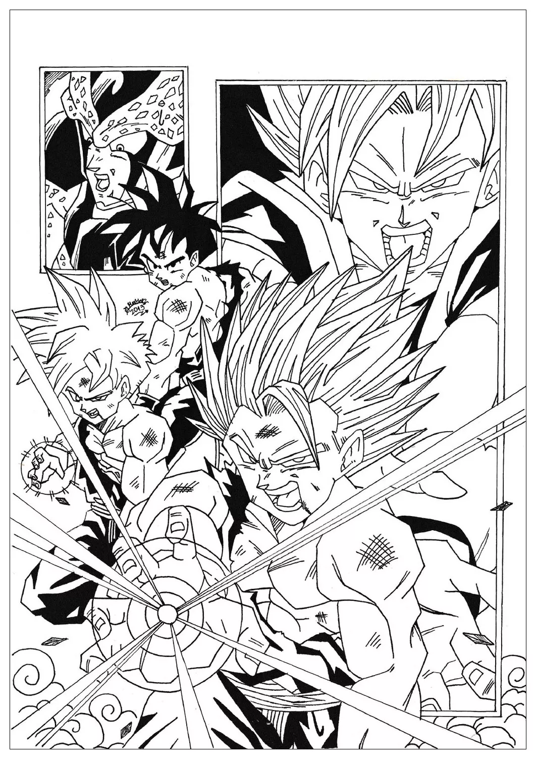 Facile dragon ball l arc cell (Coloriage à imprimer pour enfants)