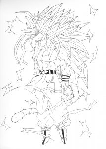 Coloriage facile dragon ball fan art super sayian 5