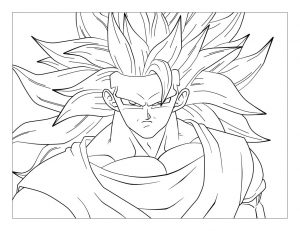 Coloriage facile dragon ball goku super saiyan 3