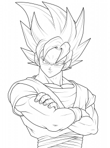 Coloriage facile dragon ball goku super saiyan