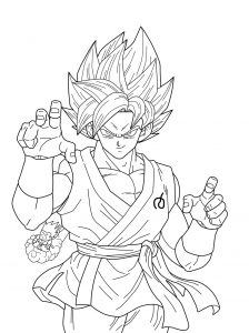 Coloriage facile dragon ball san goku super sayian blue