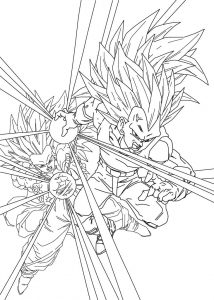 Coloriage facile dragon ball vegeta et goku super saiyan 3 fanart