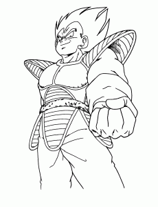 Coloriage facile dragon ball vegeta periode saiyan