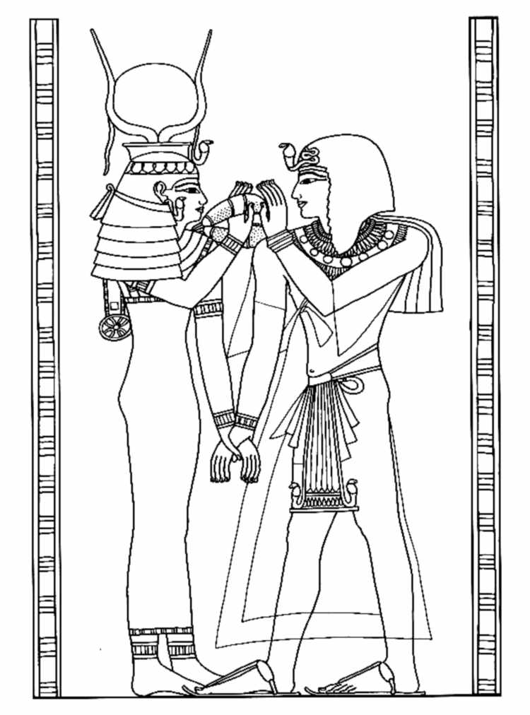 Image à colorier inspirée d'une fresque égyptienne