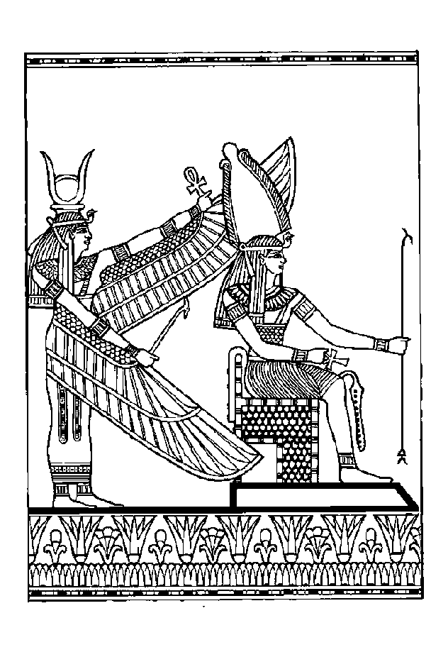 Chevaux et Pharaon d'Egypte à colorier