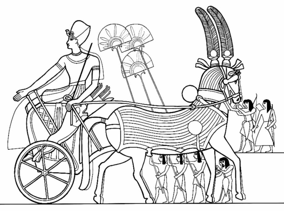 Chevaux et Pharaon d'Egypte à colorier