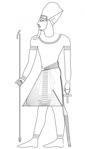 Pharaoh with blue crown (Coloriage d'Egypte (Pyramides, Hiéroglyphes, Pharaons...))