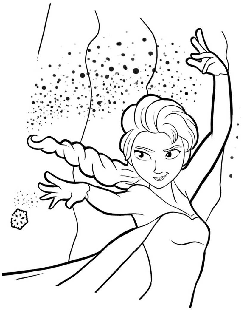 Magnifique Coloriage de Elsa (La reine des neiges), simple, pour enfants