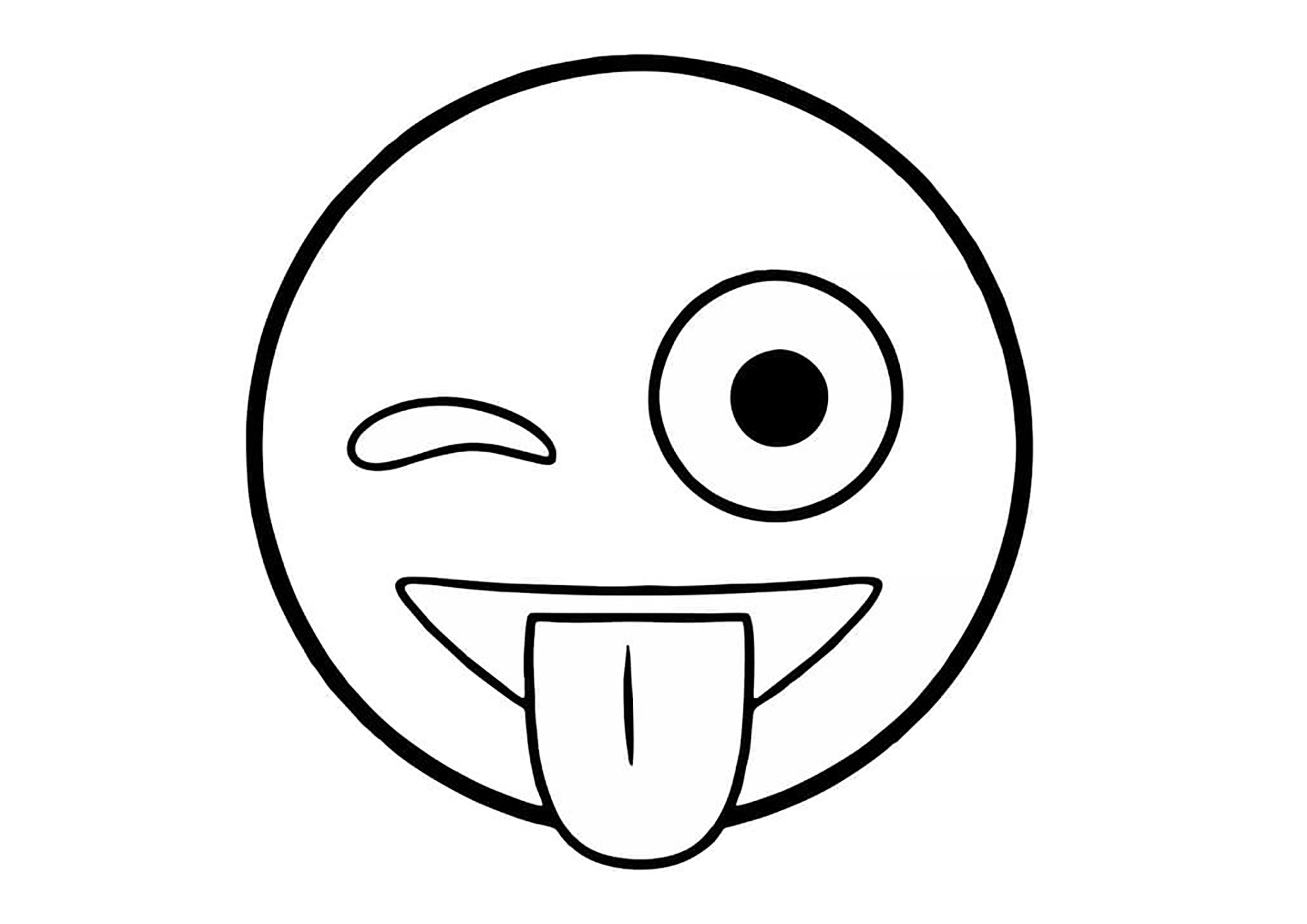 Smiley qui tire la langue - Coloriages d'Emoji à imprimer