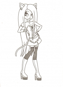 Coloriage de à imprimer pour enfants : Ever after high : Kitty Cheshire monster