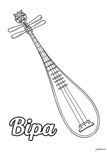 Le Bipa : Instrument à cordes traditionnel coréen (Coloriage de Festivals & Traditions coréennes)