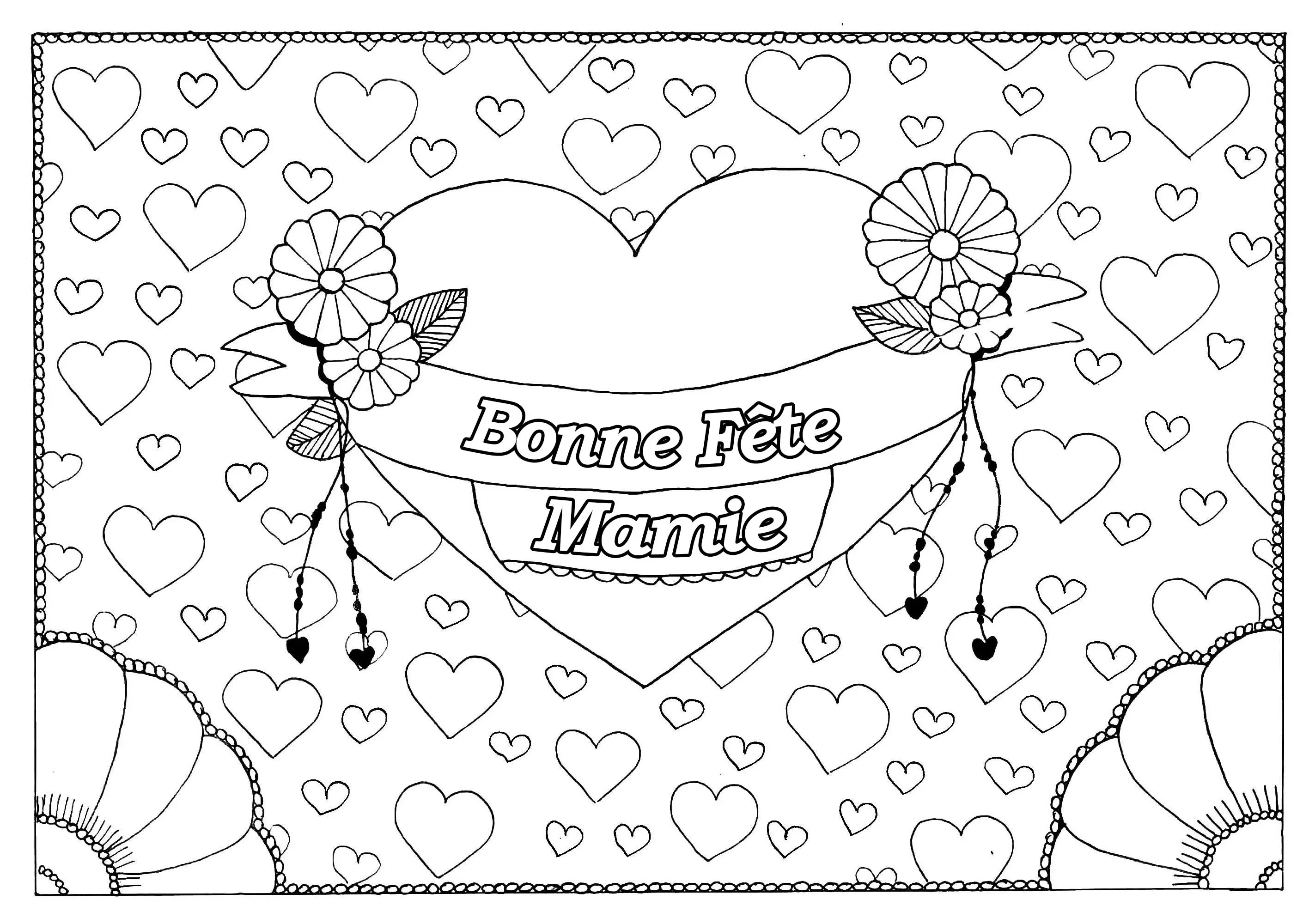 Fete-grand-parents-mamie-16 (Coloriage de Fête des Grands-parents à imprimer pour enfants)