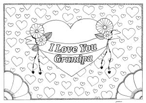 Simple coloriage "I love you Grandpa" (Coloriage de Fête des Grands-parents)