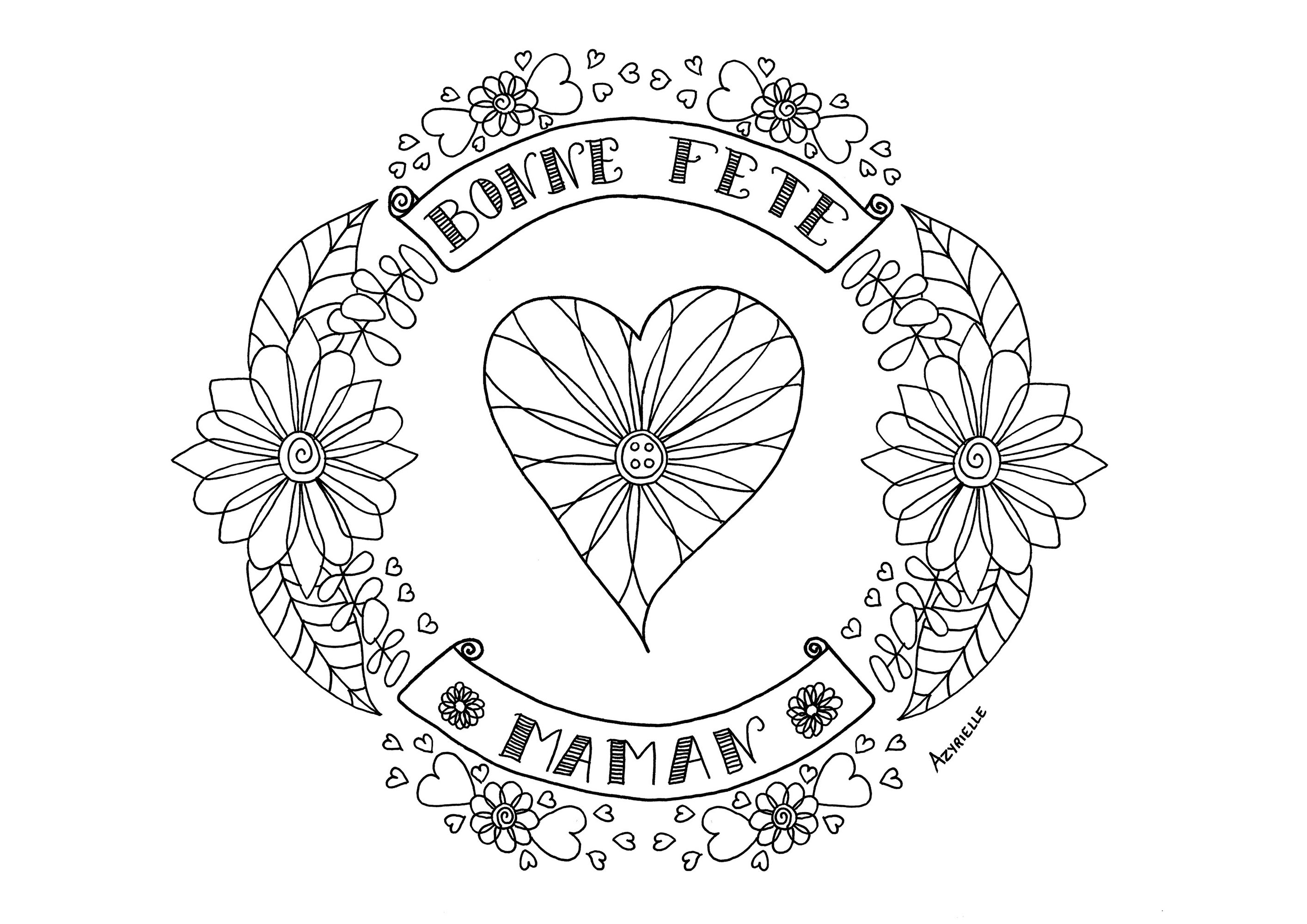 Coeur de Maman - Coloriages de Fête des mères à imprimer pour enfants