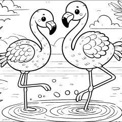 Coloriages de Flamants roses à imprimer pour enfants