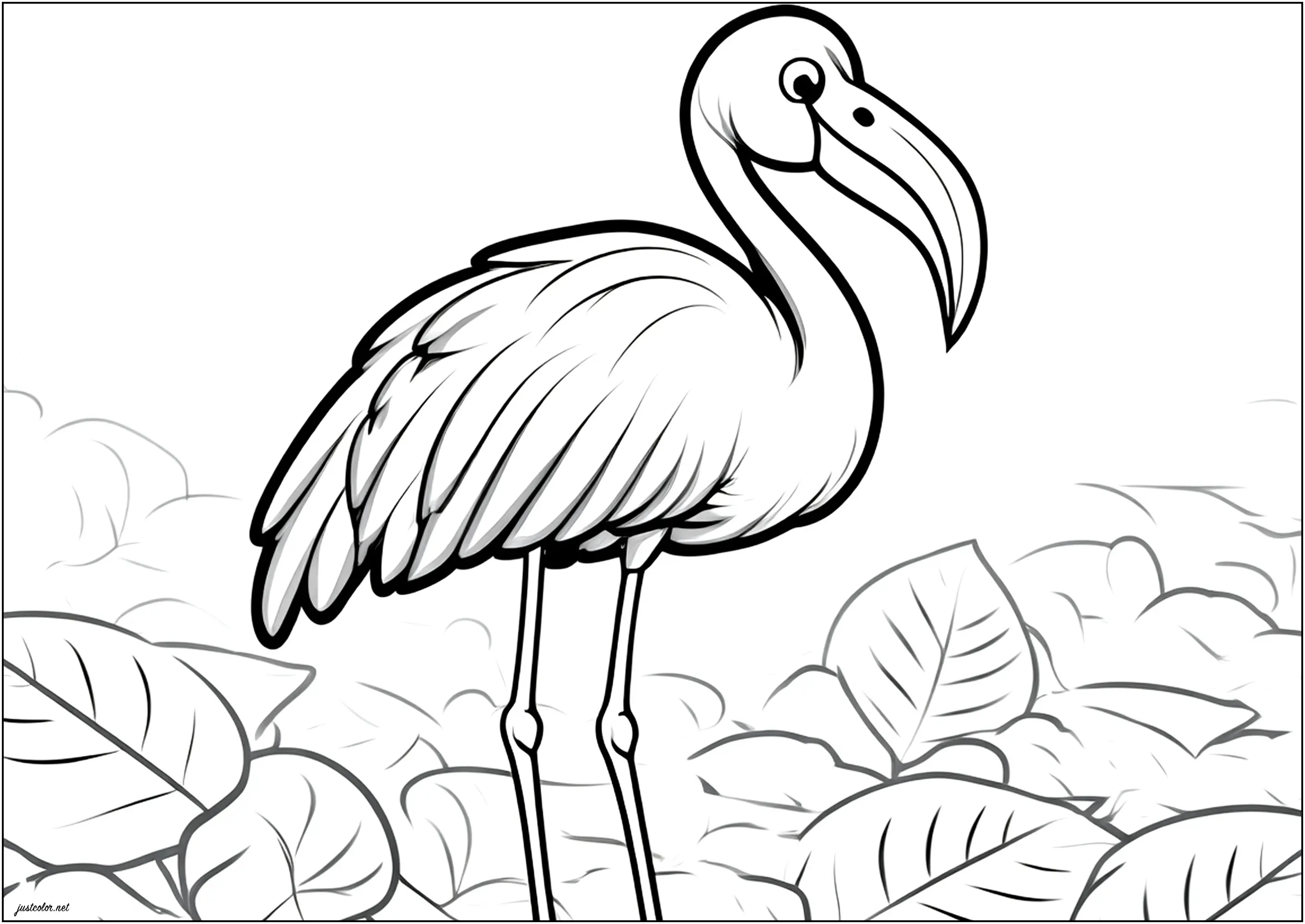 Coloriage facile d'un flamant rose (Flamants roses)