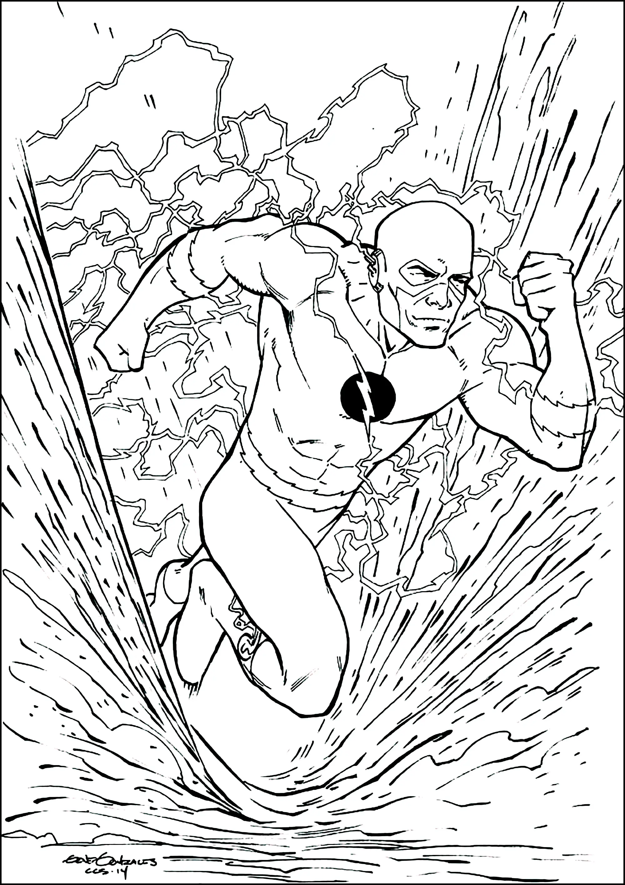 Flash Gordon en pleine course (Coloriage à imprimer pour enfants)