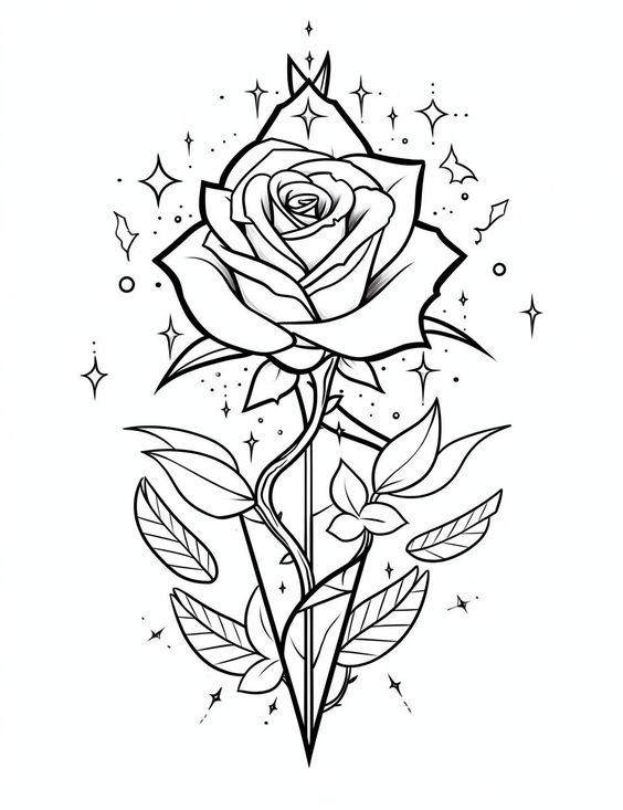 Rose magique (Coloriage de Fleurs à imprimer pour enfants)
