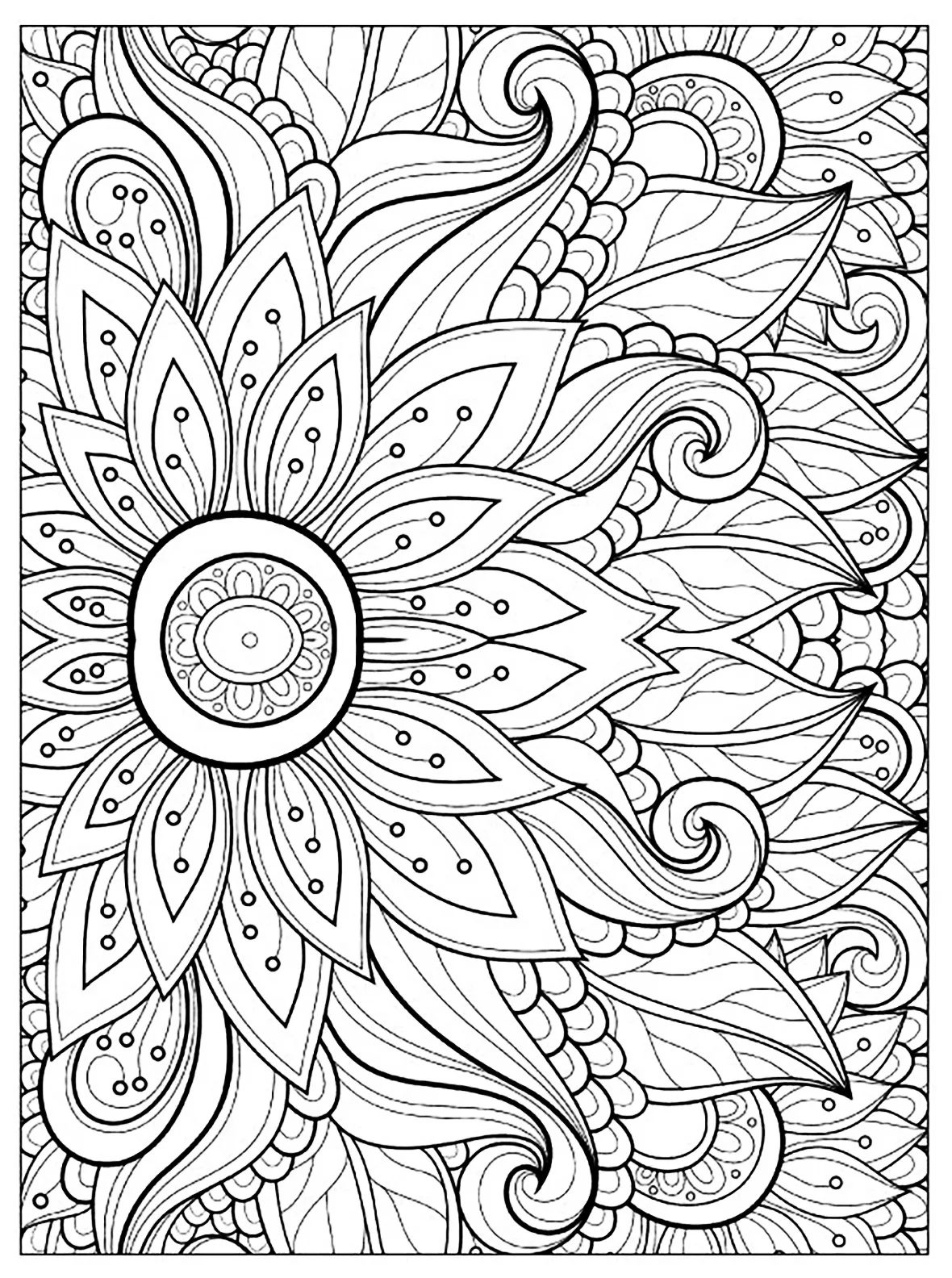 Fleur aux multiples pétales (Coloriage à imprimer pour enfants)