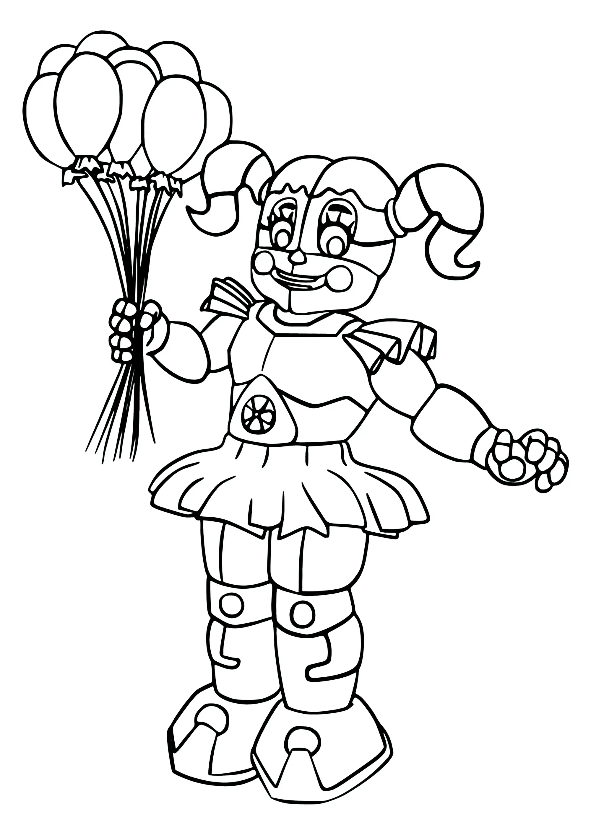Circus Baby de FNAF avec des ballons (Coloriage à imprimer pour enfants)